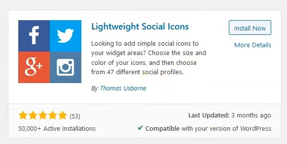 lightweight social icons plugin