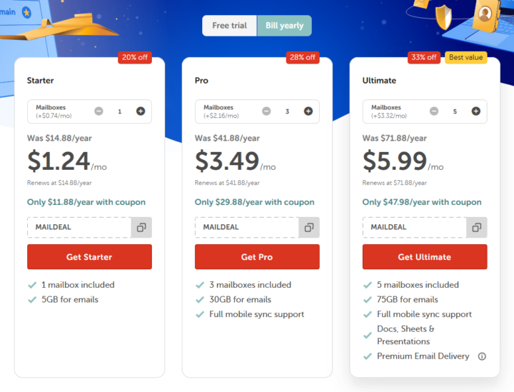 Namecheap email pricing options